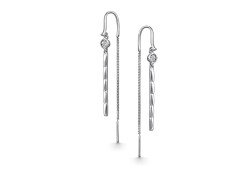 Серебряные cерьги классические с бриллиантом