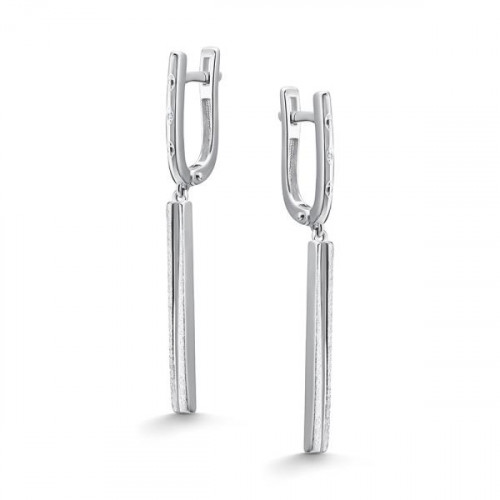 Серебряные cерьги висячие с бриллиантом