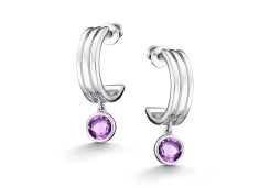 Серебряные cерьги пусеты (гвоздики) с аметистом