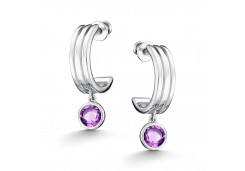 Серебряные cерьги пусеты (гвоздики) с аметистом