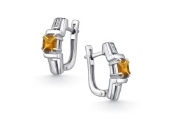 Серебряные cерьги с цитрином
