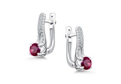 Серебряные cерьги с рубином