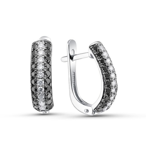 Серьги из белого золота с бриллиантом