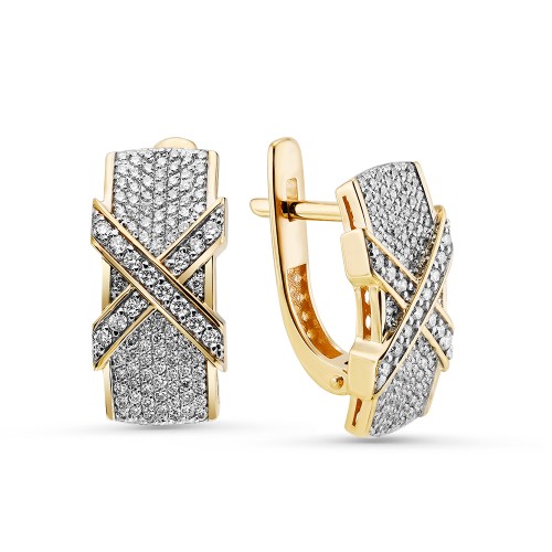 Серьги классические из желтого золота с бриллиантом