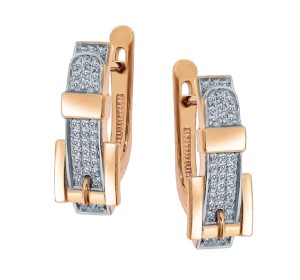 Золотые cерьги классические с бриллиантом