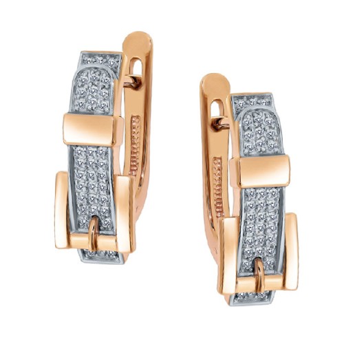 Золотые cерьги классические с бриллиантом