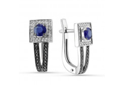 Серьги классические из белого золота с сапфиром