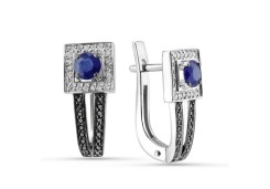 Серьги классические из белого золота с сапфиром
