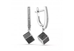 Серьги висячие из белого золота с бриллиантом