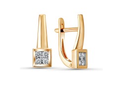 Золотые cерьги классические с бриллиантом