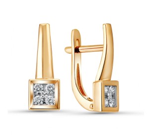 Золотые cерьги классические с бриллиантом