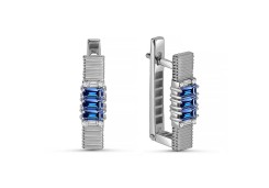 Серьги классические из белого золота с сапфиром