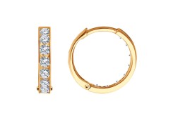 Золотые cерьги классические с фианитом
