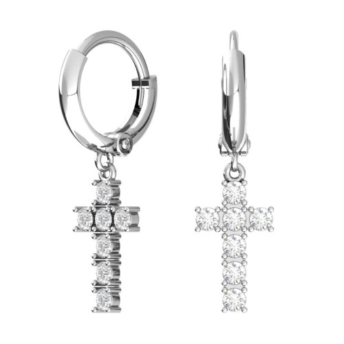 Серебряные cерьги висячие с фианитом