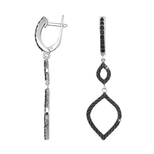 Серебряные cерьги висячие с фианитом