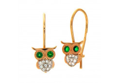 Серебряные cерьги классические с позолотой с фианитом