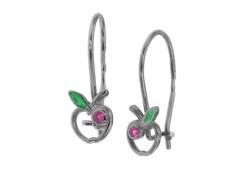 Серебряные cерьги классические с эмалью