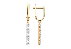 Золотые cерьги висячие с фианитом