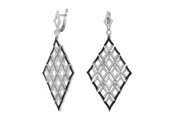 Серебряные cерьги висячие с фианитом