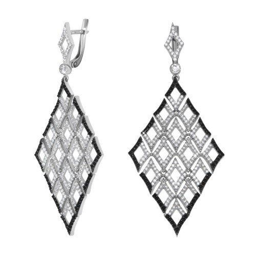 Серебряные cерьги висячие с фианитом