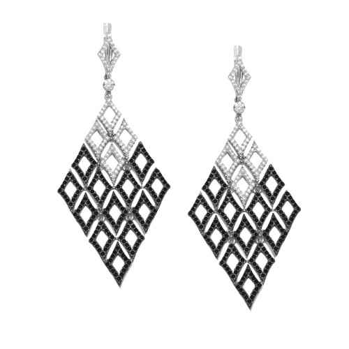 Серебряные cерьги висячие с фианитом