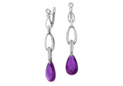 Серебряные cерьги висячие с фианитом