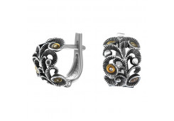 Серебряные cерьги классические с позолотой с фианитом