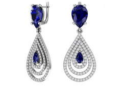 Серебряные cерьги висячие с кварцем