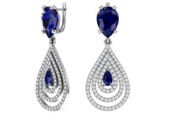 Серебряные cерьги висячие с кварцем