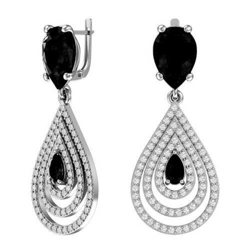 Серебряные cерьги висячие с кварцем