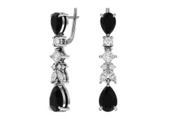 Серебряные cерьги висячие с кварцем