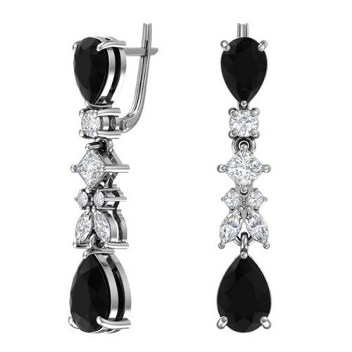 Серебряные cерьги висячие с кварцем