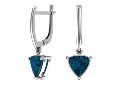 Серебряные cерьги висячие с кварцем