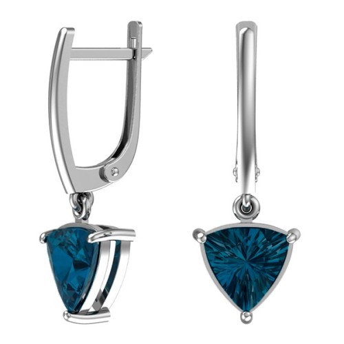 Серебряные cерьги висячие с кварцем