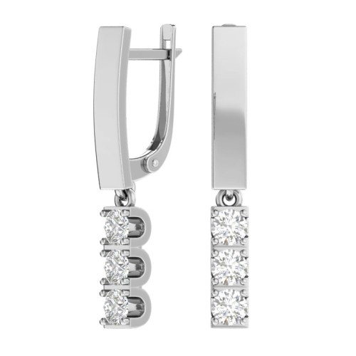 Серебряные cерьги висячие с фианитом