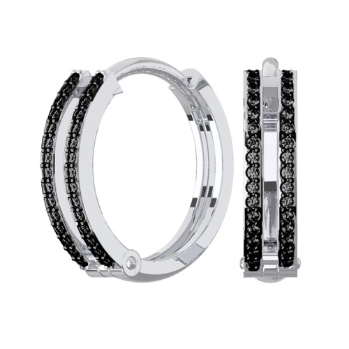 Серебряные cерьги классические с фианитом