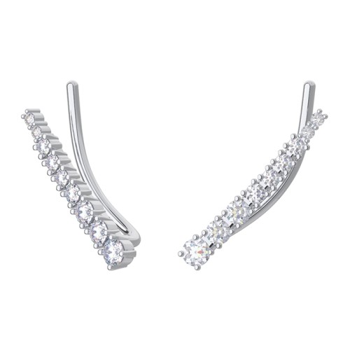 Серебряные cерьги классические с фианитом