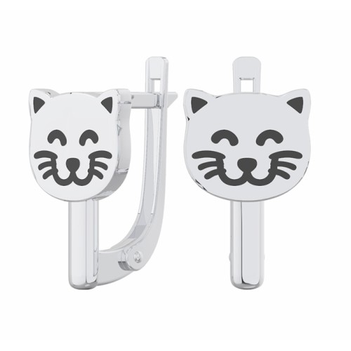 Серебряные cерьги классические с эмалью