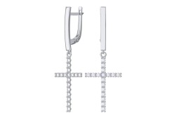 Серебряные cерьги висячие с фианитом