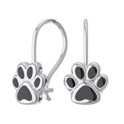 Серебряные cерьги классические с эмалью