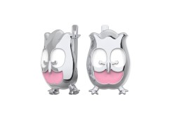 Серебряные cерьги классические с эмалью