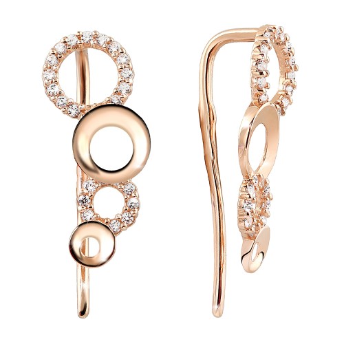 Золотые cерьги классические с фианитом