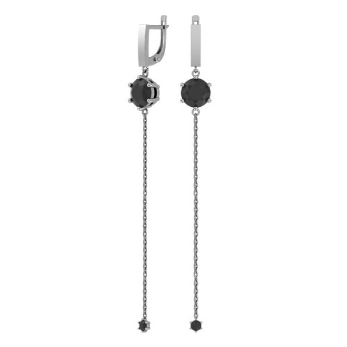 Серебряные cерьги висячие с кварцем