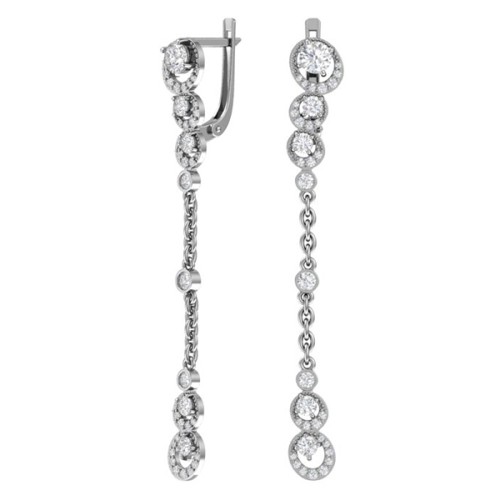 Серебряные cерьги висячие с фианитом