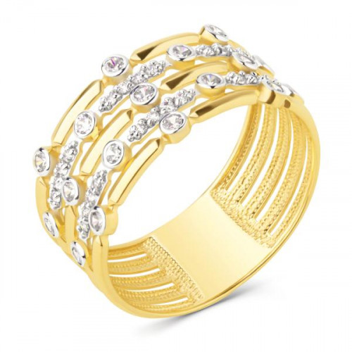 Кольцо из желтого золота с фианитом