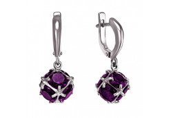 Серебряные cерьги висячие с кварцем