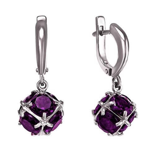 Серебряные cерьги висячие с кварцем