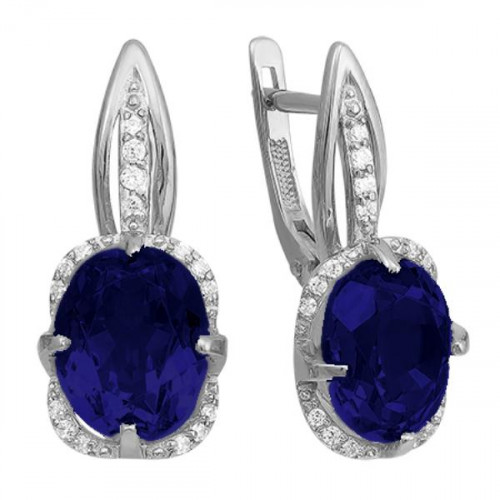 Серьги из серебра 925 пробы с кварцем