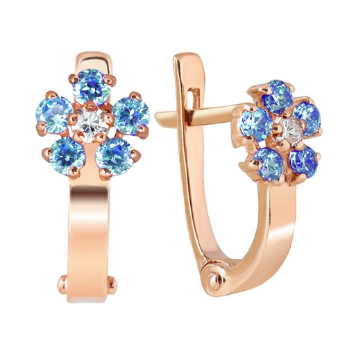 Золотые cерьги классические с фианитом