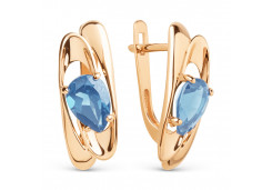 Золотые cерьги классические с топазом